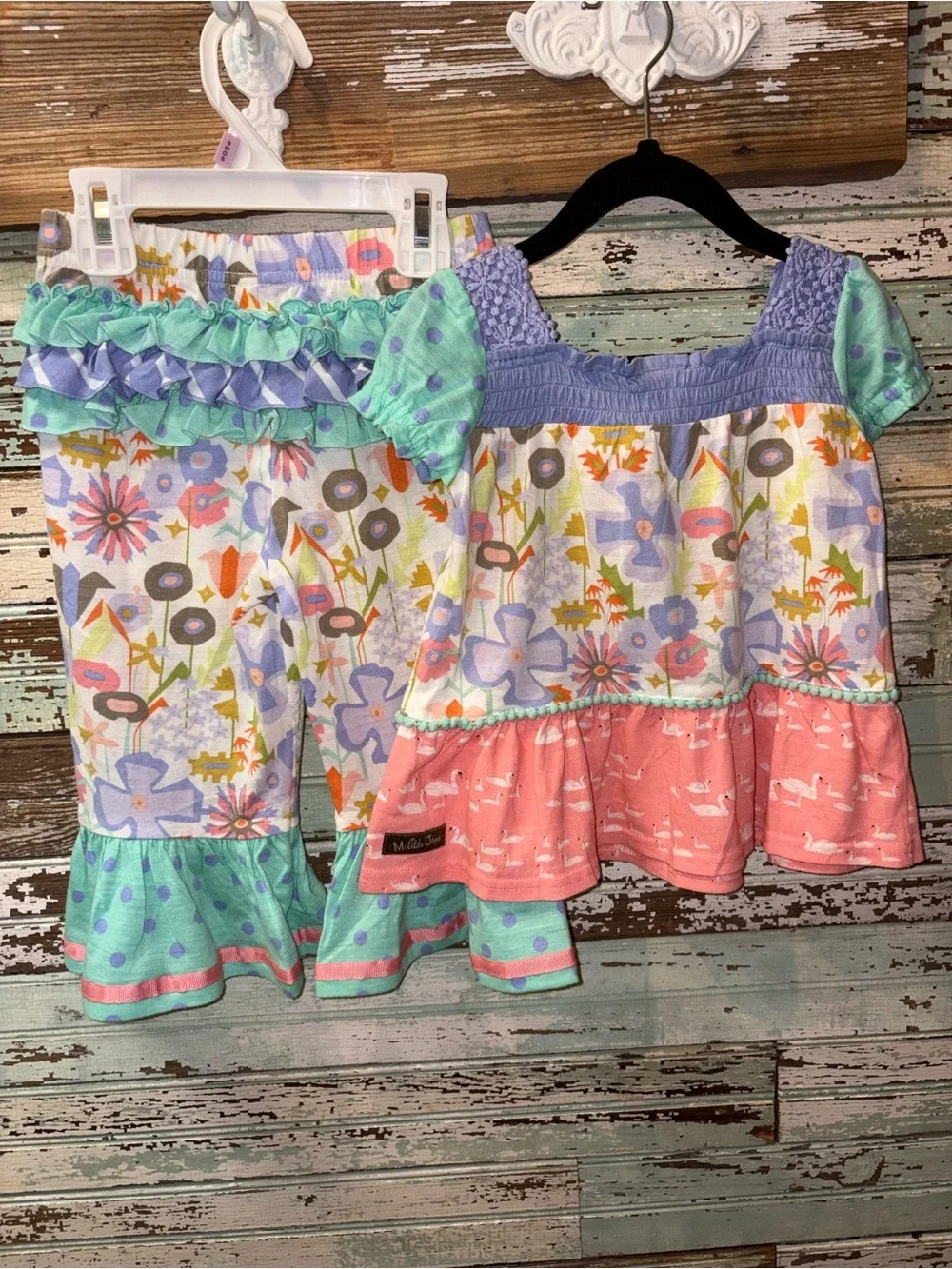 Matilda Jane Floral Patchwork Top & Pants - Purple, Mint, Coral, Gold